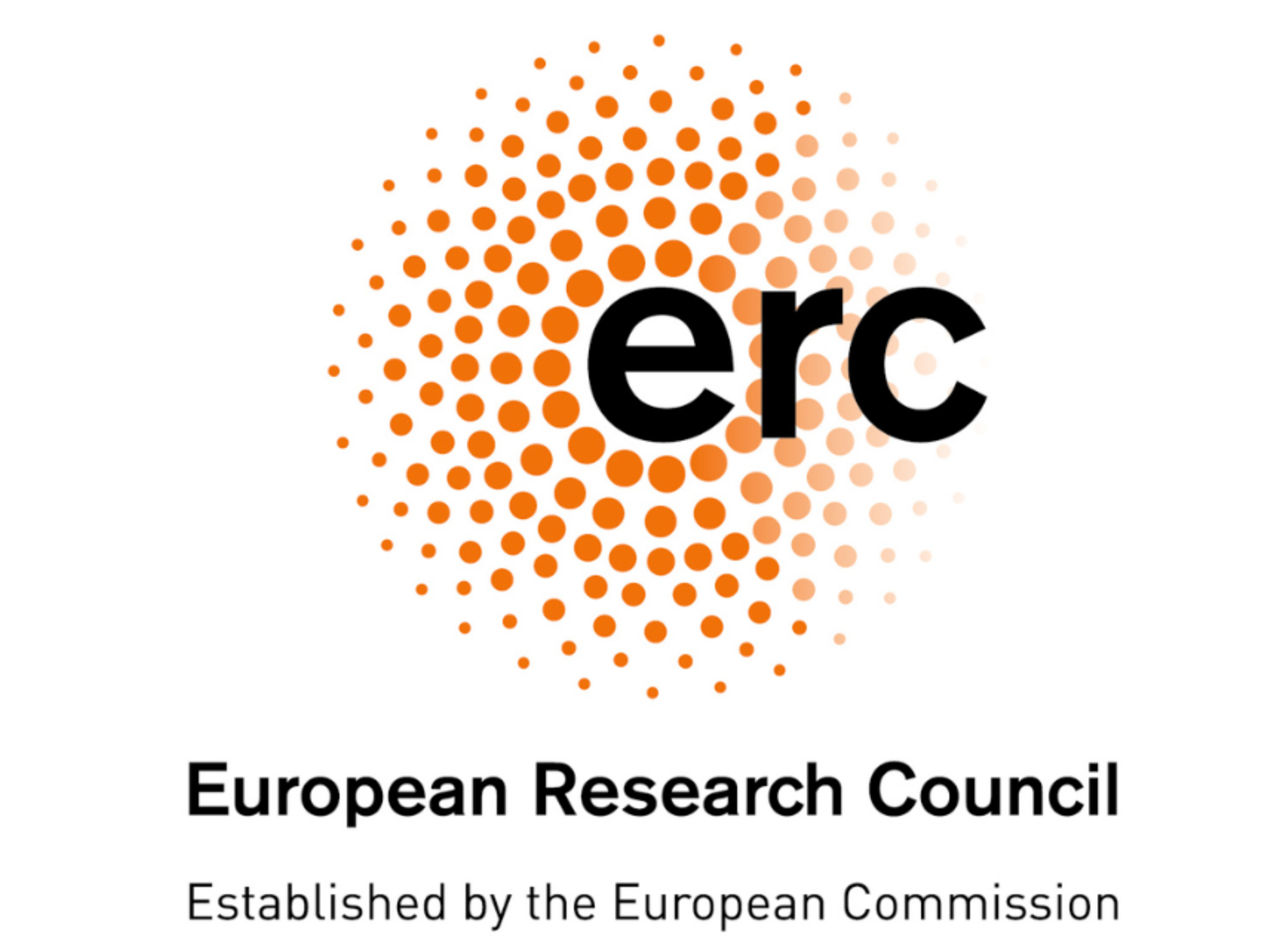 Logo des European Research Council mit orangefarbenem Punktmuster und Text.