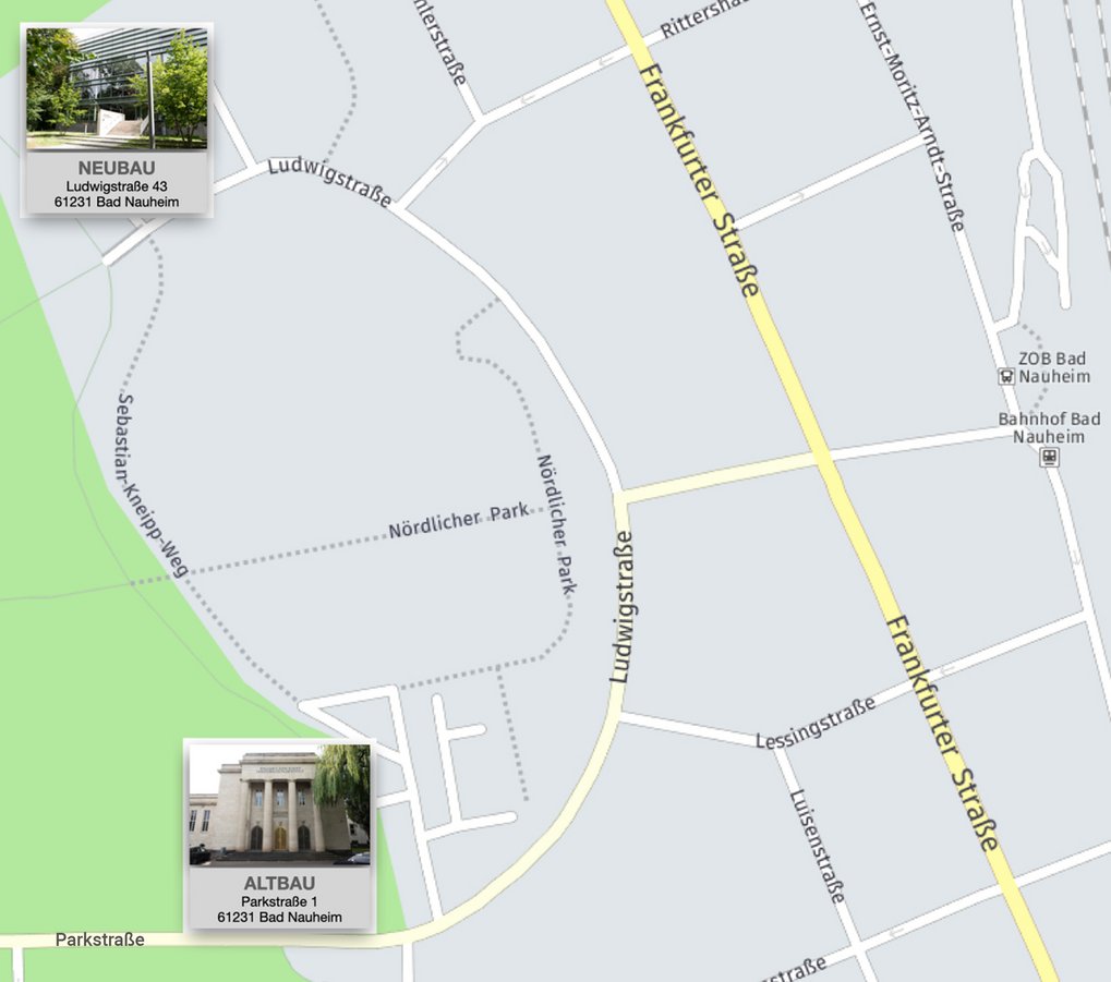 Zwei Standorte des MPI in Bad Nauheim.